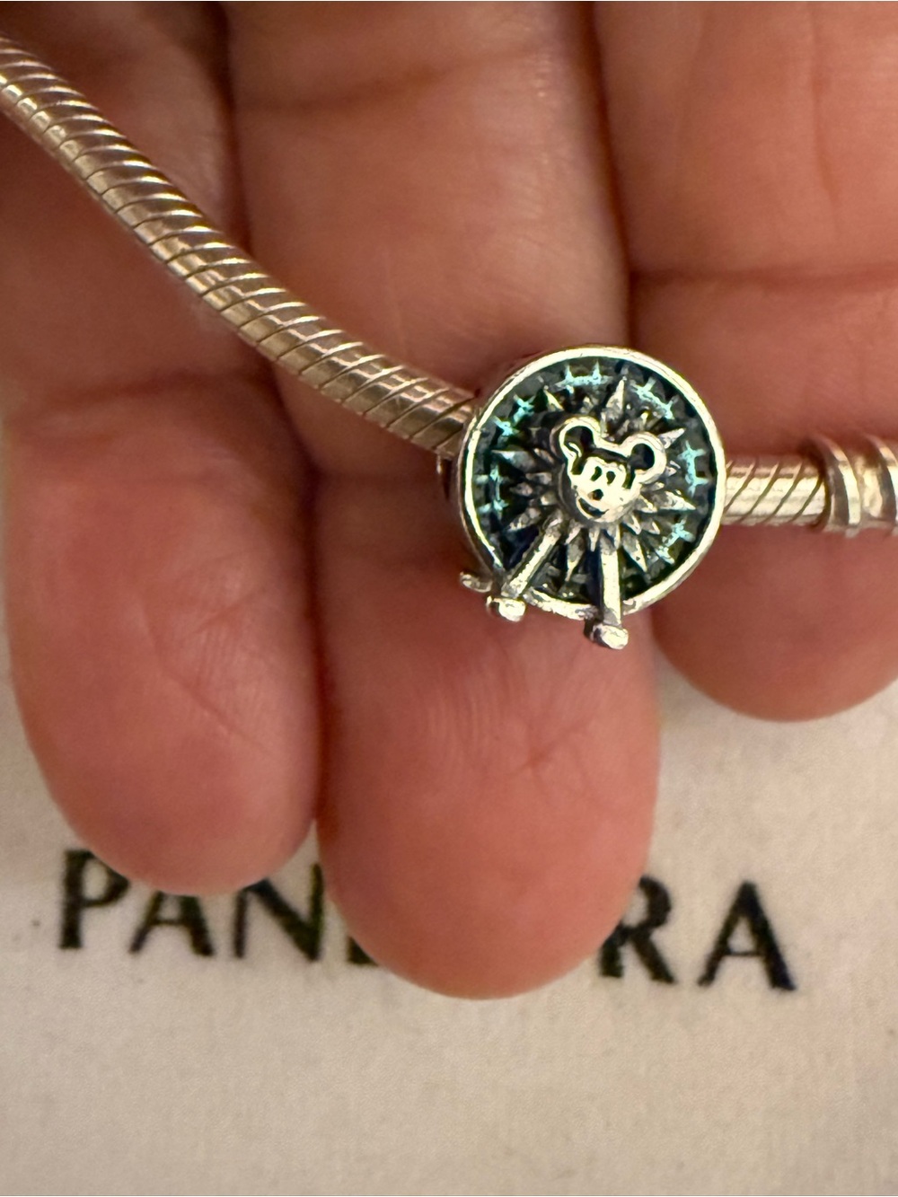 Pandora Silver Mickey Mouse Starburst Charm - Blue Accents